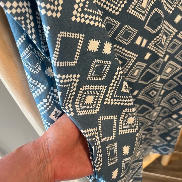 NWT Old Ranch M Organic Cotton Sleeveless Blue Geometric Pattern Tunic Dress - Picture 10 of 15
